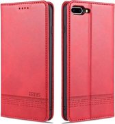 AZNS Magnetische Kalf Textuur Horizontale Flip Leren Case met Kaartsleuven & Houder & Portemonnee Voor iPhone 8 Plus / 7 Plus (Rood)