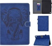 Voor Amazon Kindle Fire HD 8 2020 reliëf olifant patroon horizontale flip PU lederen tas met houder & kaartsleuven & slaap / wekfunctie (blauw)