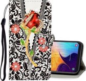 Voor Galaxy A20e 3D Gekleurde Tekening Horizontale Flip PU Leren Case met Houder & Kaartsleuven & Portemonnee (Lace Roses)