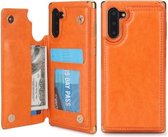 Voor Galaxy Note 10 POLA TPU + PC Plating Volledige dekking Beschermhoes met houder & kaartsleuven en fotolijst (oranje)