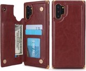 Voor Galaxy Note 10+ POLA TPU + PC Plating Volledige dekking Beschermhoes met houder & kaartsleuven en fotolijst (bruin)