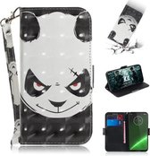3D-schilderijpatroon Gekleurde tekening Horizontale leren flip-hoes met houder & kaartsleuven & portemonnee voor Motorola Moto G7 / Moto G7 Plus (Angry Bear)