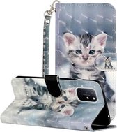 Voor OnePlus 8T 3D-schilderijpatroon Horizontaal leren flip-hoesje met houder & kaartsleuven en portemonnee (kat)