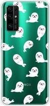 Voor Huawei Honor 30S schokbestendig geverfd transparant TPU beschermhoes (witte zeeleeuw)