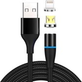 2 in 1 3A USB naar 8-pins + Micro USB Snel opladen + 480 Mbps Datatransmissie Mobiele telefoon Magnetische zuigkracht Snel opladen Datakabel, kabellengte: 1 m ((zwart)