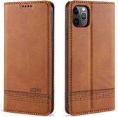 Voor iPhone 11 Pro Max AZNS Magnetische Kalfsstructuur Horizontale Flip Leren Case met Kaartsleuven & Houder & Portemonnee (Lichtbruin)
