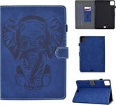 Voor iPad Air 2020 10.9 reliëf olifant patroon horizontale flip PU lederen tas met slaapfunctie & magnetische gesp & houder & kaartsleuf (blauw)