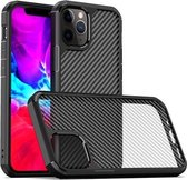 Voor iPhone 12 mini iPAKY Pioneer-serie koolstofvezeltextuur schokbestendig TPU + pc-hoes (zwart)