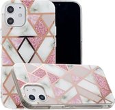 Voor iPhone 12/12 Pro Plating Marble Pattern Soft TPU beschermhoes (roze)