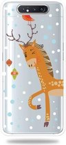 Voor Galaxy A80 Trendy Cute Christmas Patterned Clear TPU beschermhoes (Big Deer)