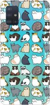 Voor Galaxy A31 schokbestendig geverfd transparant TPU beschermhoes (MIni Cats)