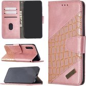 Voor Samsung Galaxy A50 Bijpassende Kleur Krokodil Textuur Horizontale Flip PU Lederen Case met Portemonnee & Houder & Kaartsleuven (Rose Goud)