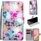 Voor Samsung Galaxy A72 5G Gekleurde Tekening Cross Textuur Horizontale Flip PU Lederen Case met Houder & Kaartsleuven & Portemonnee & Lanyard (Gradient Kleurrijke Bloem)