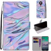 Voor Nokia 3.4 Gekleurde Tekening Cross Textuur Horizontale Flip PU Lederen Case met Houder & Kaartsleuven & Portemonnee & Lanyard (Fluorescerende Watertextuur)