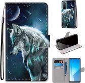 Voor Huawei Honor Play4 Gekleurde Tekening Cross Textuur Horizontale Flip PU Lederen Case met Houder & Kaartsleuven & Portemonnee & Lanyard (Contemplatieve Wolf)