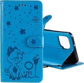 Voor OPPO F17 / A73 (2020) 4G Cat Bee Embossing Pattern Schokbestendige horizontale flip lederen tas met houder & kaartsleuven & portemonnee (blauw)