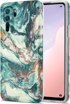 Voor Huawei nova 7 SE TPU Gilt Marble Pattern beschermhoes (groen)