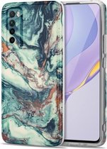 Voor Huawei nova 7 5G TPU Gilt Marble Pattern beschermhoes (groen)