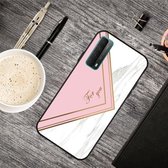 Voor Huawei P Smart 2021 Frosted Fashion Marble schokbestendig TPU beschermhoes (roze driehoek)