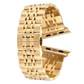 Voor Apple Watch 38 mm verborgen vlindergesp 7 kralen roestvrijstalen horlogeband (goud)