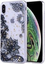 Goudfoliestijl Dropping Glue TPU zachte beschermhoes voor iPhone XS / X (zwart kant)