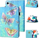 Voor Huawei MatePad T8 Gekleurde Tekening Stiksels Horizontale Flip Lederen Case TPU Bodem Case met Houder & Kaartsleuven & Antislip Strip & Pen Slot (Kleur Vlinder)