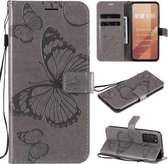 Voor Huawei Honor X10 3D Vlinders Embossing Patroon Horizontale Flip Leren Case met Houder & Kaartsleuf & Portemonnee & Lanyard (Grijs)