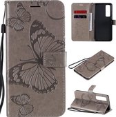 Voor Huawei Nova 7 Pro 3D Vlinders Embossing Patroon Horizontale Flip Leren Case met Houder & Kaartsleuf & Portemonnee (Grijs)