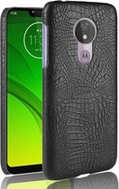 Schokbestendig Crocodile Texture PC + PU-hoesje voor Motorola Moto G7 Power (zwart)