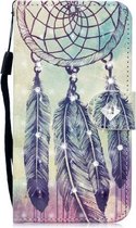 3D Diamond Encrusted Painting Pattern Gekleurde tekening Horizontale Flip PU lederen hoes met houder & kaartsleuven & portemonnee voor Huawei P20 Lite (Feather Wind Chime)