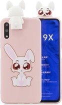 Voor Huawei Honor 9X Pro Cartoon schokbestendige TPU beschermhoes met houder (konijn)