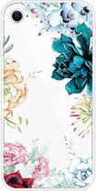 Voor iPhone SE (2020) Schokbestendig geverfd transparant TPU beschermhoes (Gem Flower)