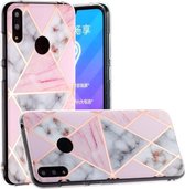 Voor Huawei Y6 (2019) Hot Stamping Geometric Marble IMD Craft TPU Beschermhoes (Rhombus)