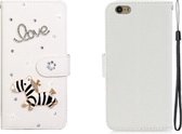 Voor iPhone 6 / iPhone 6s Horizontale flip effen kleur strass lederen tas met kaartsleuf & portemonnee & houder (Trojaans)