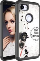 Gekleurd tekenpatroon PC + TPU beschermhoes voor Google Pixel 3a XL (vijf katten)