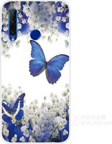 Voor Huawei Honor 20 Lite Gekleurd tekeningpatroon Zeer transparant TPU beschermhoes (paarse vlinder)