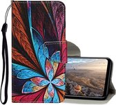 Voor Huawei Honor 9A Gekleurde Tekening Patroon Horizontale Flip Leren Case met Houder & Kaartsleuven & Portemonnee (Kleurrijke Bloem)
