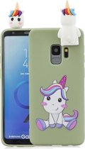 Voor Galaxy S9 Plus Cartoon schokbestendige TPU beschermhoes met houder (eenhoorn)