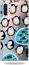 Mode Zachte TPU Case 3D Cartoon Transparante Zachte Siliconen Cover Telefoon Gevallen Voor Galaxy Note10 + (Penguin)