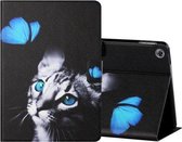 Voor Huawei MediaPad M5 Lite 10.1 Gekleurde Tekening Horizontale Flip Leren Case met Houder & Kaartsleuven & Slaap / Wekfunctie (Vlinder Kat)