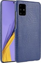 Voor Galaxy A51 schokbestendige krokodiltextuur pc + PU-hoes (blauw)