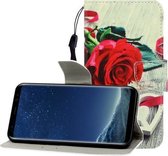 Voor Galaxy S8 Gekleurde tekening Horizontale flip lederen tas met houder & kaartsleuf & portemonnee (rode roos)