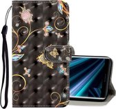 Voor Sony Xperia XZ5 3D Gekleurde Tekening Horizontale Flip PU Lederen Case met Houder & Kaartsleuven & Portemonnee (Zwarte Vlinder)