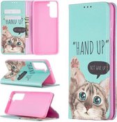 Voor Samsung Galaxy S30 Gekleurde Tekening Patroon Onzichtbare Magnetische Horizontale Flip PU Lederen Case met Houder & Kaartsleuven & Portemonnee (Kat)