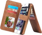 CaseMe voor iPhone 6 Plus & 6s Plus multifunctionele lederen billfold met afneembare magnetische pc-beschermhoes & 13 kaartsleuven & 1 fotolijsten & 1 ritsportemonnee & 2 magnetisc