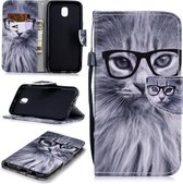 Voor Samsung Galaxy J5 (2017) (EU-versie) Gekleurd tekeningpatroon Horizontaal Flip TPU + PU lederen tas met houder & kaartsleuven & portemonnee & lanyard (Fashion Cat)