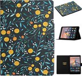 Voor Amazon Kindle Fire HD 8 (2020) Bloempatroon Horizontale flip lederen tas met kaartsleuven en houder (geel fruit)