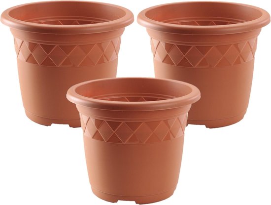 Set de 3x pot de fleur/pot de plante terre cuite rond plastique diamètre 40  cm -... | bol.com