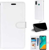 Voor Huawei Y8s Pure Kleur Horizontale Flip PU Leren Case met Houder & Kaartsleuven & Portemonnee & Fotolijst (Wit)
