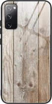 Voor Samsung Galaxy S20 FE houtnerf glas beschermhoes (M04)